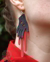 Image 1 of Red Hand Earrings - Large