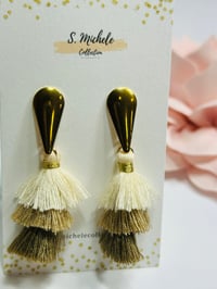Mini Tiered Tassel Dangle Drop Earrings (Teardrop post)