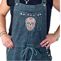 Image 1 of Overalls Sugar skulls & silver studs 