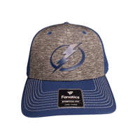 Image 2 of Fanatics Tampa Bay Lightning Hat Cap Mens Fitted L-XL Gray With Blue Brim NHL