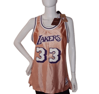 Image 1 of Mitchell and Ness Kareem Abdul Jabbar Jersey LA Lakers Womans L Rose Gold New