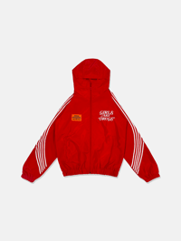 Image 1 of  GIRLS ARE DRUGS® HOODIE TRACK JACKET - RED / WHITE
