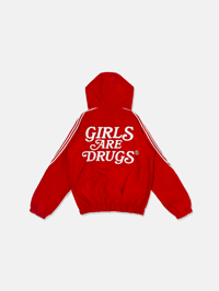 Image 3 of  GIRLS ARE DRUGS® HOODIE TRACK JACKET - RED / WHITE