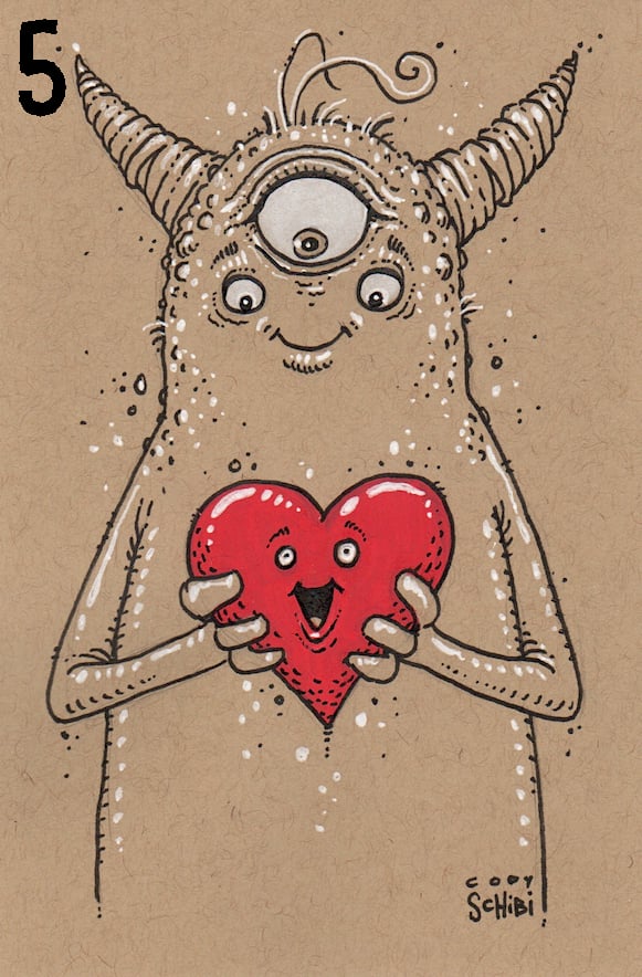 MONSTER LOVE sketches - 4" x 6" original illustrations