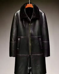 Image 2 of Men's Genuine Sheepskin Leather Coat