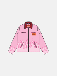 Image 1 of  GIRLS ARE DRUGS® "HALL OF FLAME®" WORK JACKET - PINK / RED