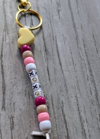 Image 2 of Xoxo pink beaded keychain charm for purse 