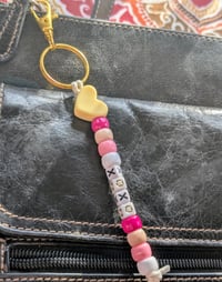 Image 3 of Xoxo pink beaded keychain charm for purse 