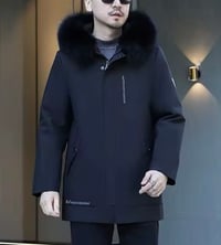 Image 1 of Men's Coat w/ 100% Real Mink Lining & Fox Hood