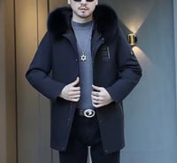 Image 2 of Men's Coat w/ 100% Real Mink Lining & Fox Hood