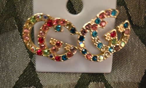 Image of Double G Earrings (Gold/Colorful)