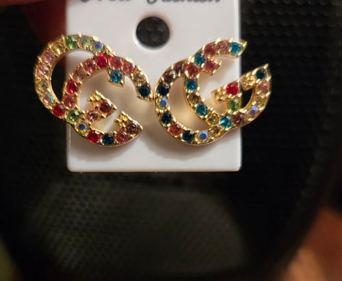 Image of Double G Earrings (Gold/Colorful)