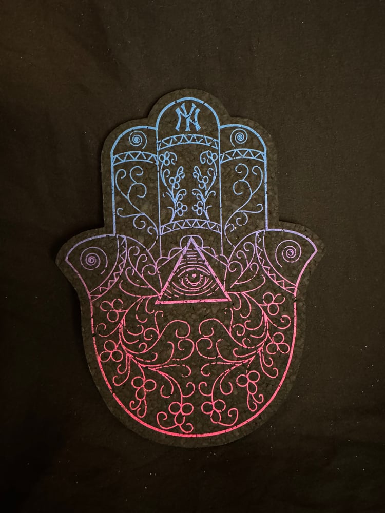 Image of Third Eye Hamza Hand Moodmat Blue/Pink