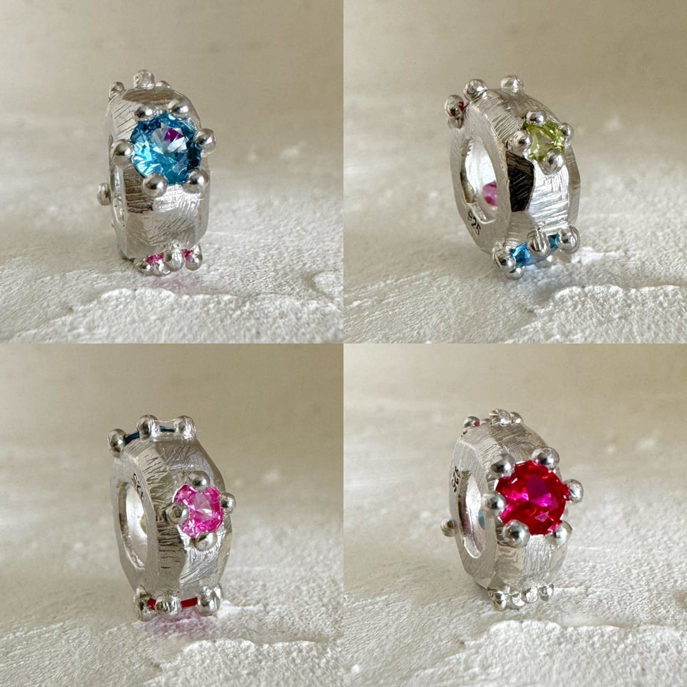 Image of 4 Stone Textured Silver Bead