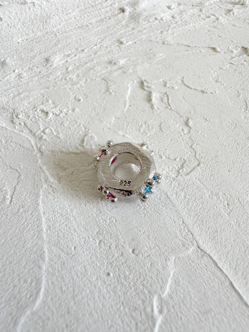 Image of 4 Stone Textured Silver Bead
