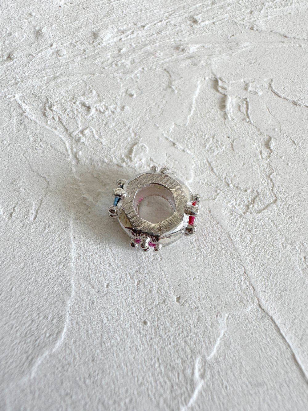 Image of 4 Stone Textured Silver Bead