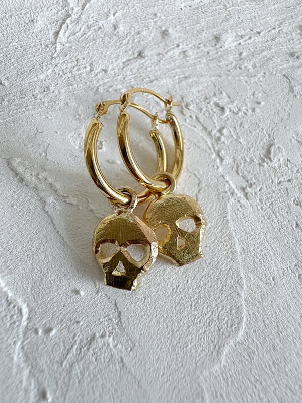 Image of *MTO* Skull Charm Hoop Earrings