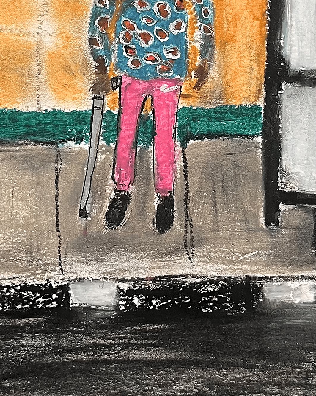 Image of ‘Old Lady with a Stick, Waiting for a Bus’ by Errol Theunissen