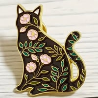 Cute Floral Kitty Cat Plant Lady Enamel Pin - Brooches Lapel Bag Badges Cat Lover Jewellery Gifts