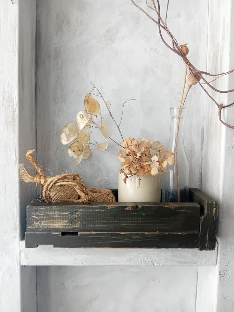 Image of Rustic Scratch Built Chippy Painted Timber Storage Cubby Box Trug 