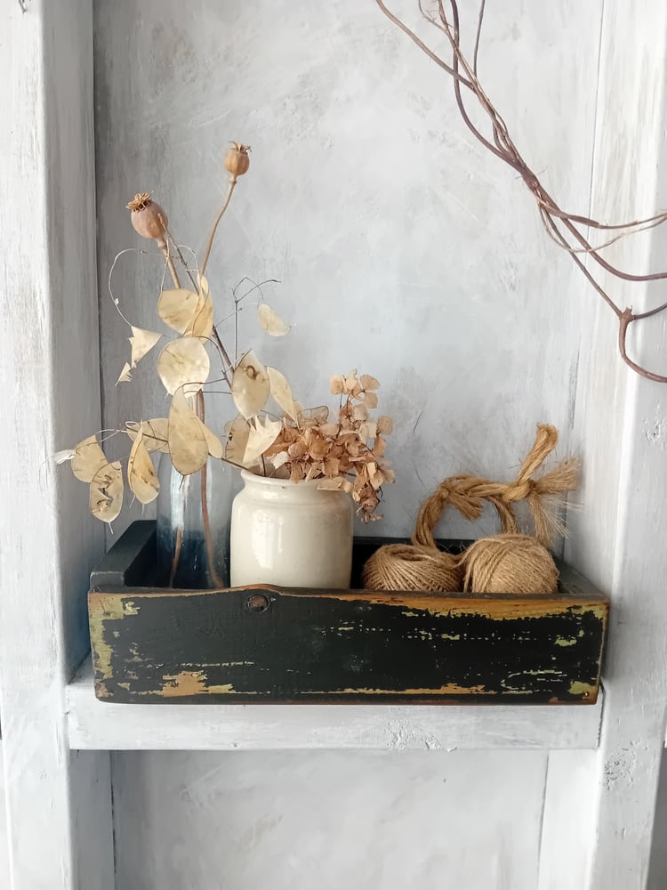 Image of Rustic Scratch Built Chippy Painted Timber Storage Cubby Box Trug 