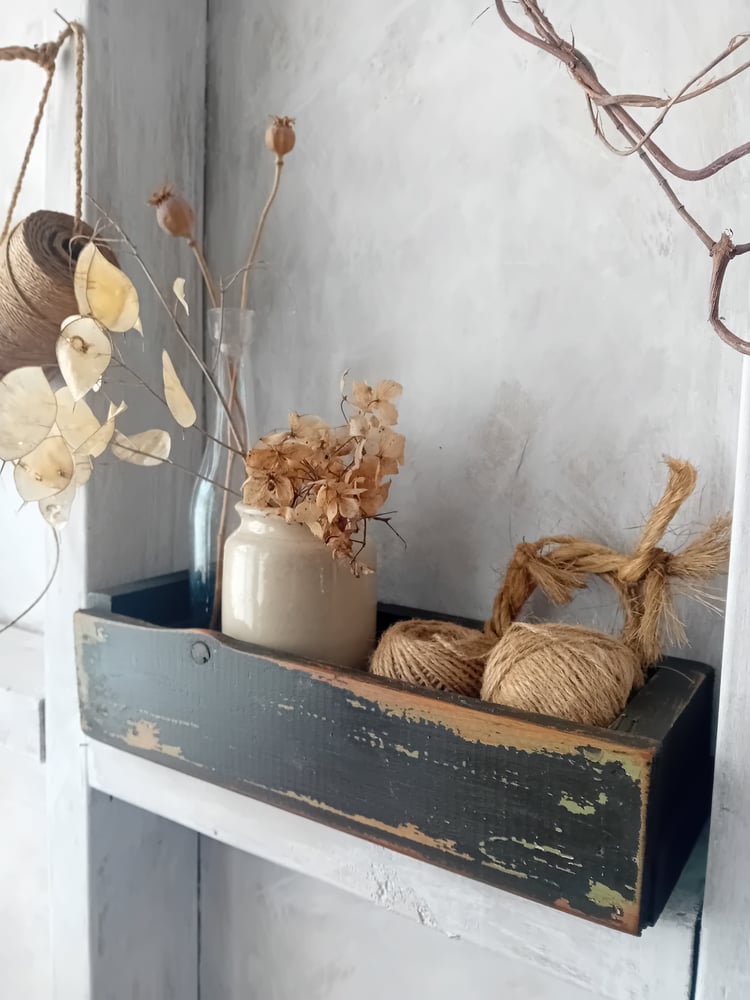 Image of Rustic Scratch Built Chippy Painted Timber Storage Cubby Box Trug 