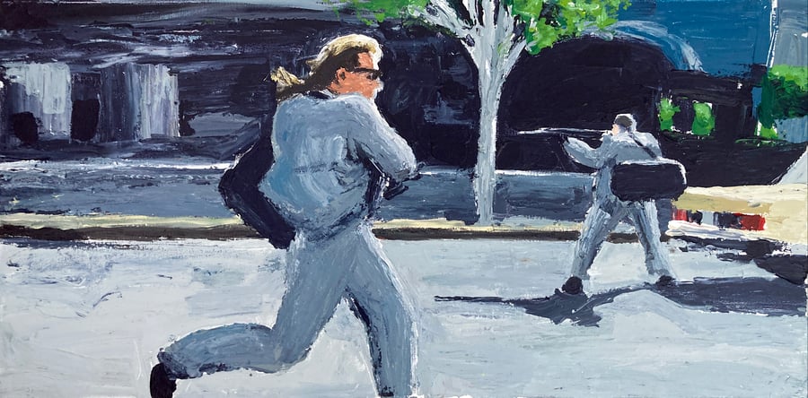 Image of Bank robbery shootout scene 2 x originals