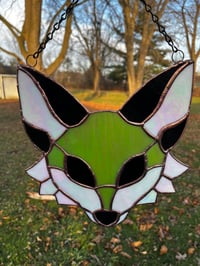 Green Fox Head Stained Glass