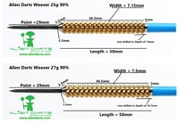 Image 5 of WEAVER Darts 90% Tungsten With Tri-Weave Grip Gold Ti coating.