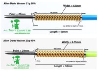 Image 4 of WEAVER Darts 90% Tungsten With Tri-Weave Grip Gold Ti coating.