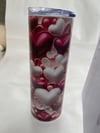 Heart themed 20oz Stainless Steel Tumbler Double Walled Lid And Metal Straw