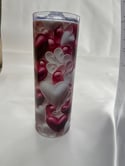 Heart themed 20oz Stainless Steel Tumbler Double Walled Lid And Metal Straw