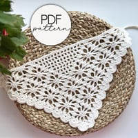 Image 1 of Crochet Pattern: Floral Bandana, Bordered with Two Flowers