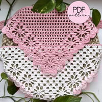 Image 1 of Crochet Pattern: Floral Bandana, Bordered with One Flower