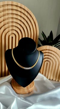 Image 1 of CZ Baguette Herringbone Necklace