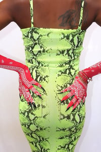 Image 5 of Nail Gloves Red Bandana Stretchy fabric with Chains HANDMADE, Custom Nail Gloves Options Available