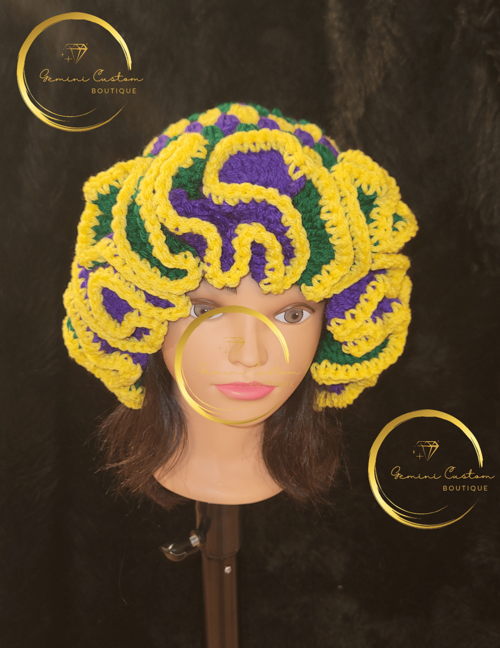 Image of Mardi Gras Granny Crochet Hat