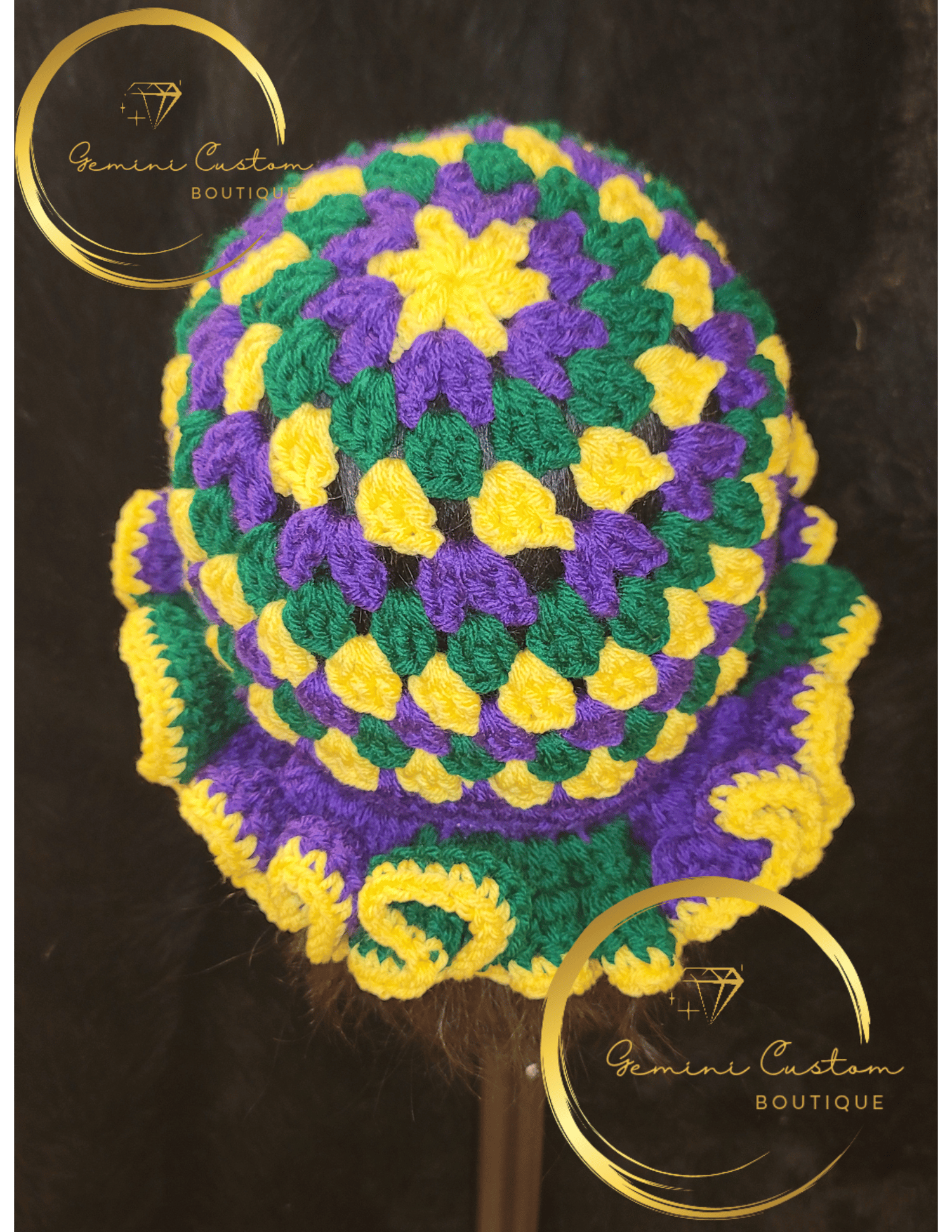 Image of Mardi Gras Granny Crochet Hat