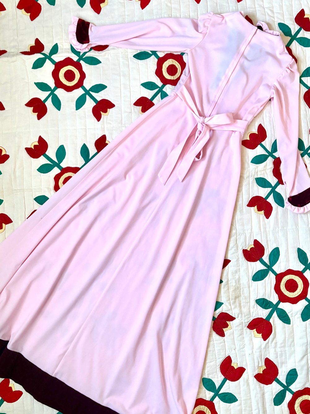 Image of 70's pink poly princess maxi