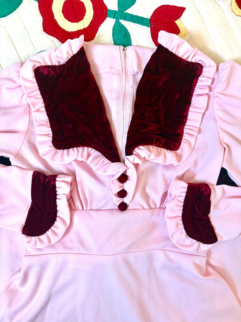 Image of 70's pink poly princess maxi