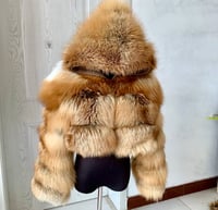 Image 2 of Elegant Short, Hooded Fox Fur Coat