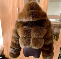 Image 3 of Elegant Short, Hooded Fox Fur Coat