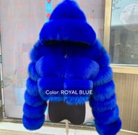 Image 4 of Elegant Short, Hooded Fox Fur Coat