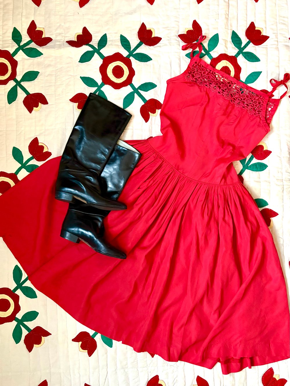 Image of 50's rhinestone embellished swing dress