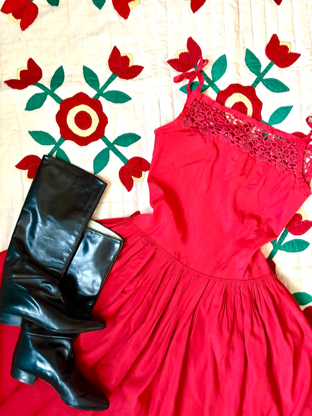 Image of 50's rhinestone embellished swing dress