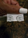Button Stripes Earrings (Silver)
