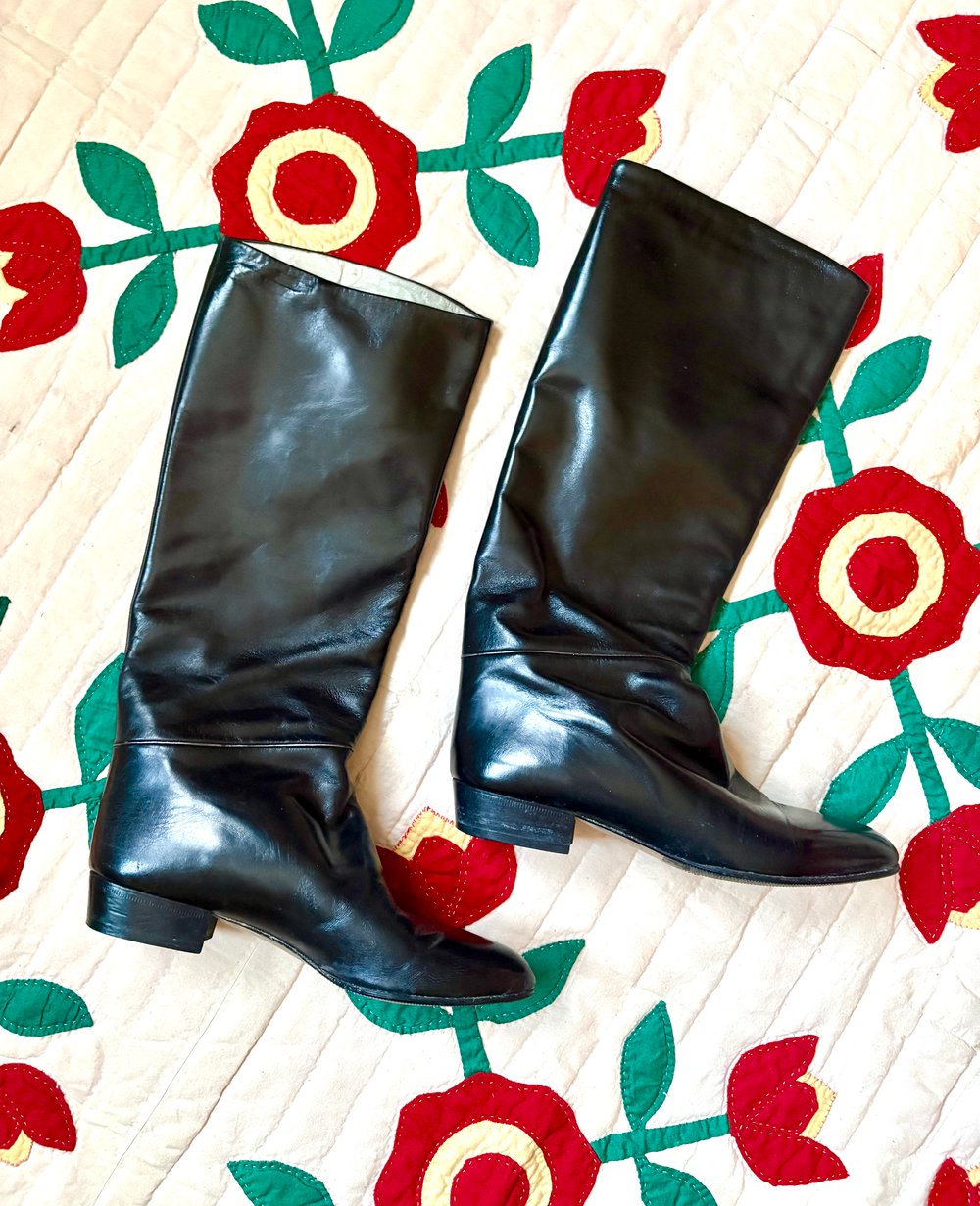Image of vintage black equestrian-style boots