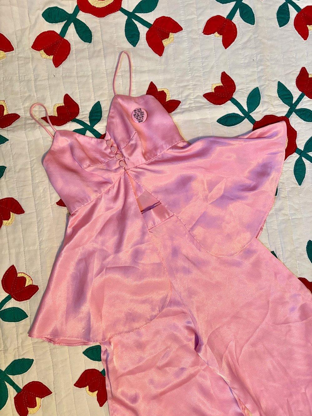 Image of 70's pink satin disco set