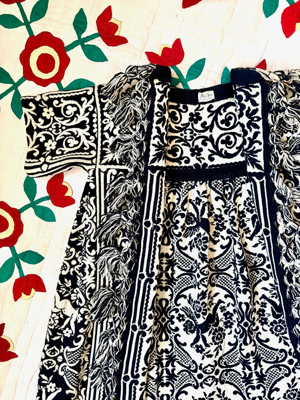 Image of 60's cherub tapestry coat with fringe