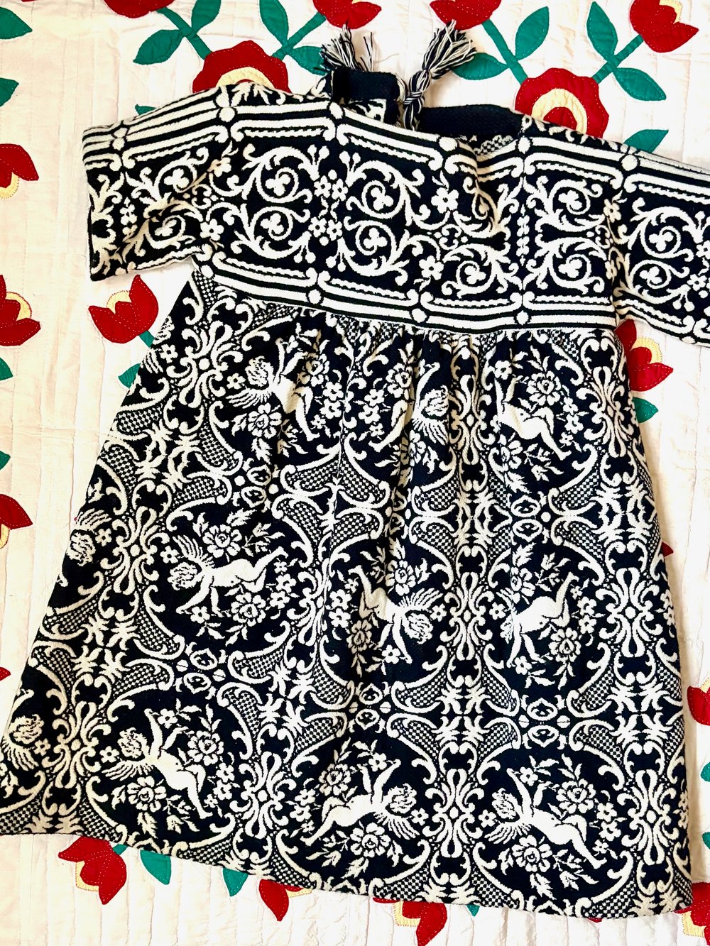 Image of 60's cherub tapestry coat with fringe